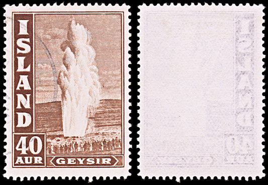 6393 Iceland SG227 40eyr Dark Brown 1939. Sc#206 Mi213A Used. C£28