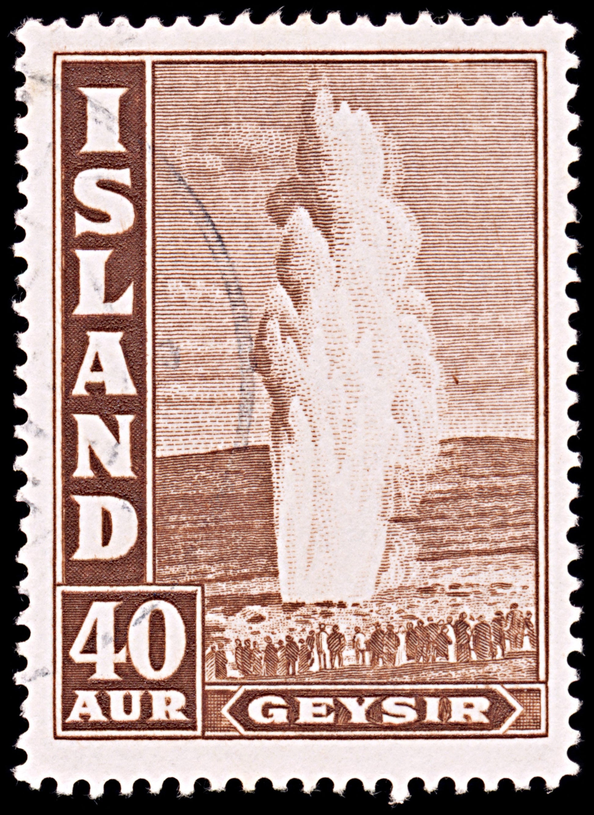 6393 Iceland SG227 40eyr Dark Brown 1939. Sc#206 Mi213A Used. C£28