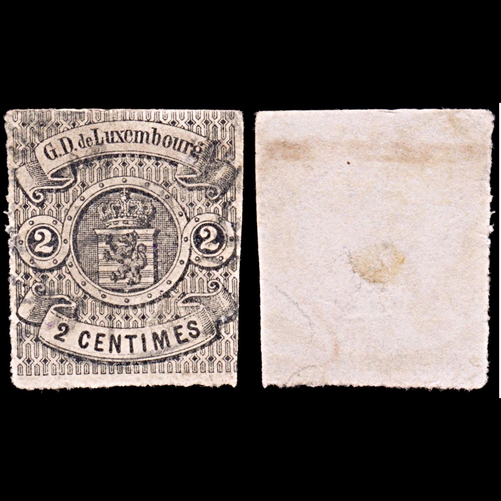6425 Luxembourg SG7 2C Black 1860. Sc#5 Mi4 Used. C£750