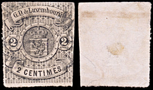 6425 Luxembourg SG7 2C Black 1860. Sc#5 Mi4 Used. C£750