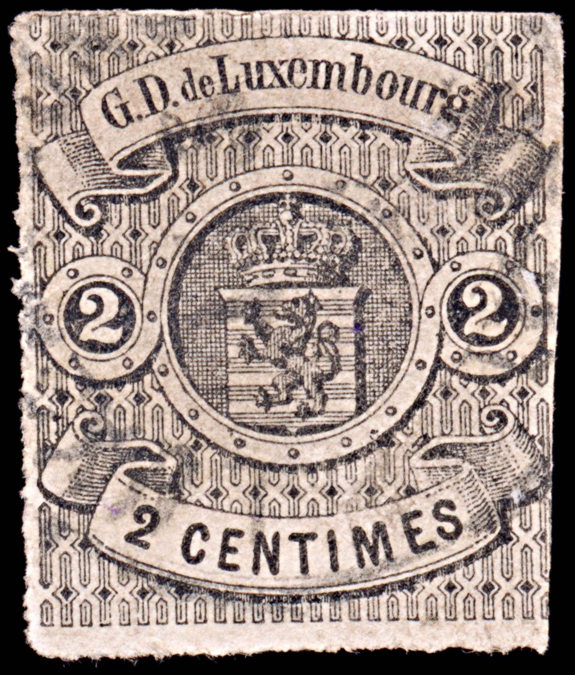 6425 Luxembourg SG7 2C Black 1860. Sc#5 Mi4 Used. C£750