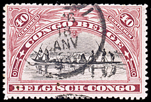 6462 Belgian Congo SG74 40C Carmine Brown 1915. Sc#51 Mi29 Used. C£5