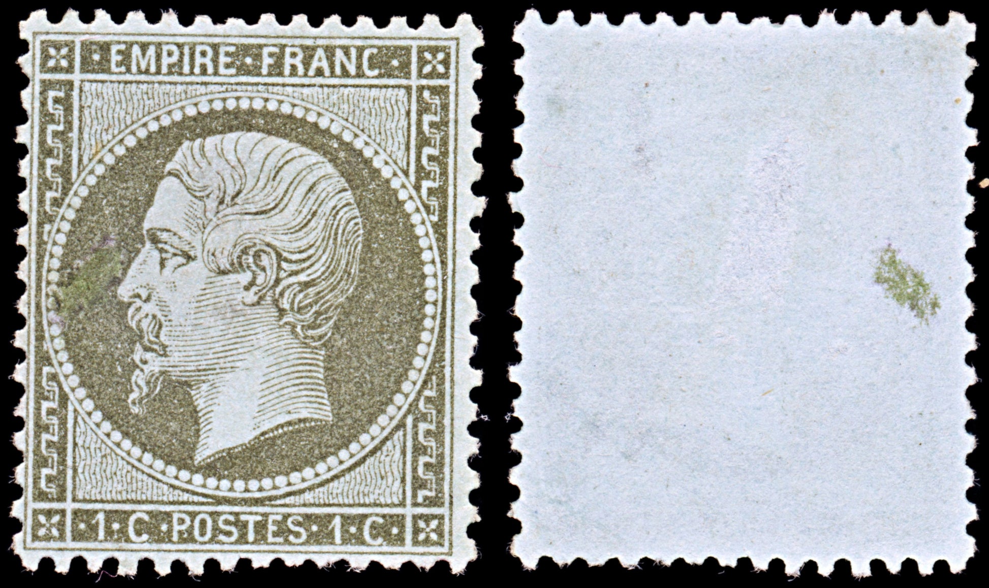 6467 France SG87 1C Olive 1862. Sc#22 Mi18a Mint MNG. C£225