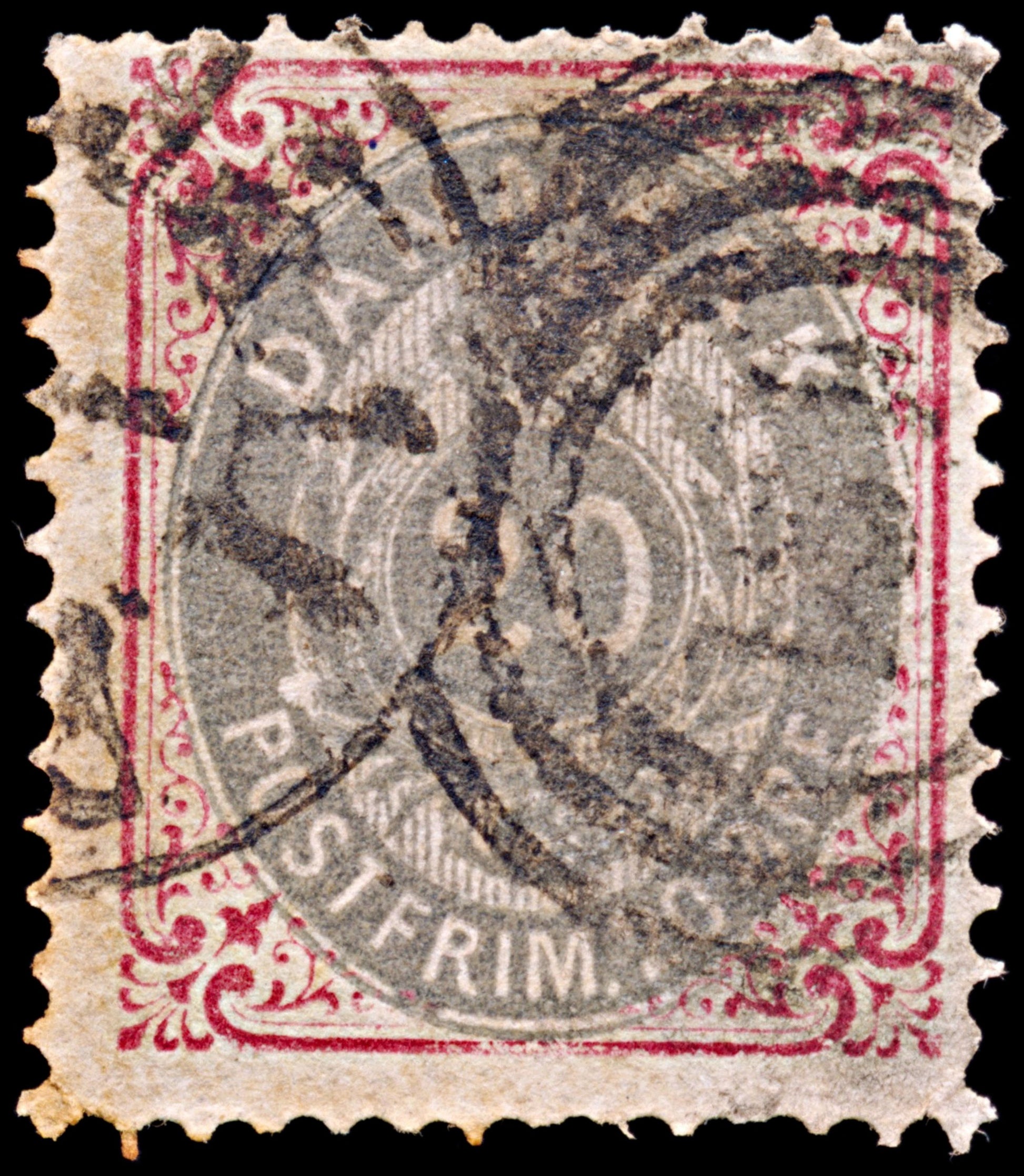 6472 Denmark SG71a 20ore Carmine & Grey 1875. Sc#31b Mi28IIYA Used. C£42