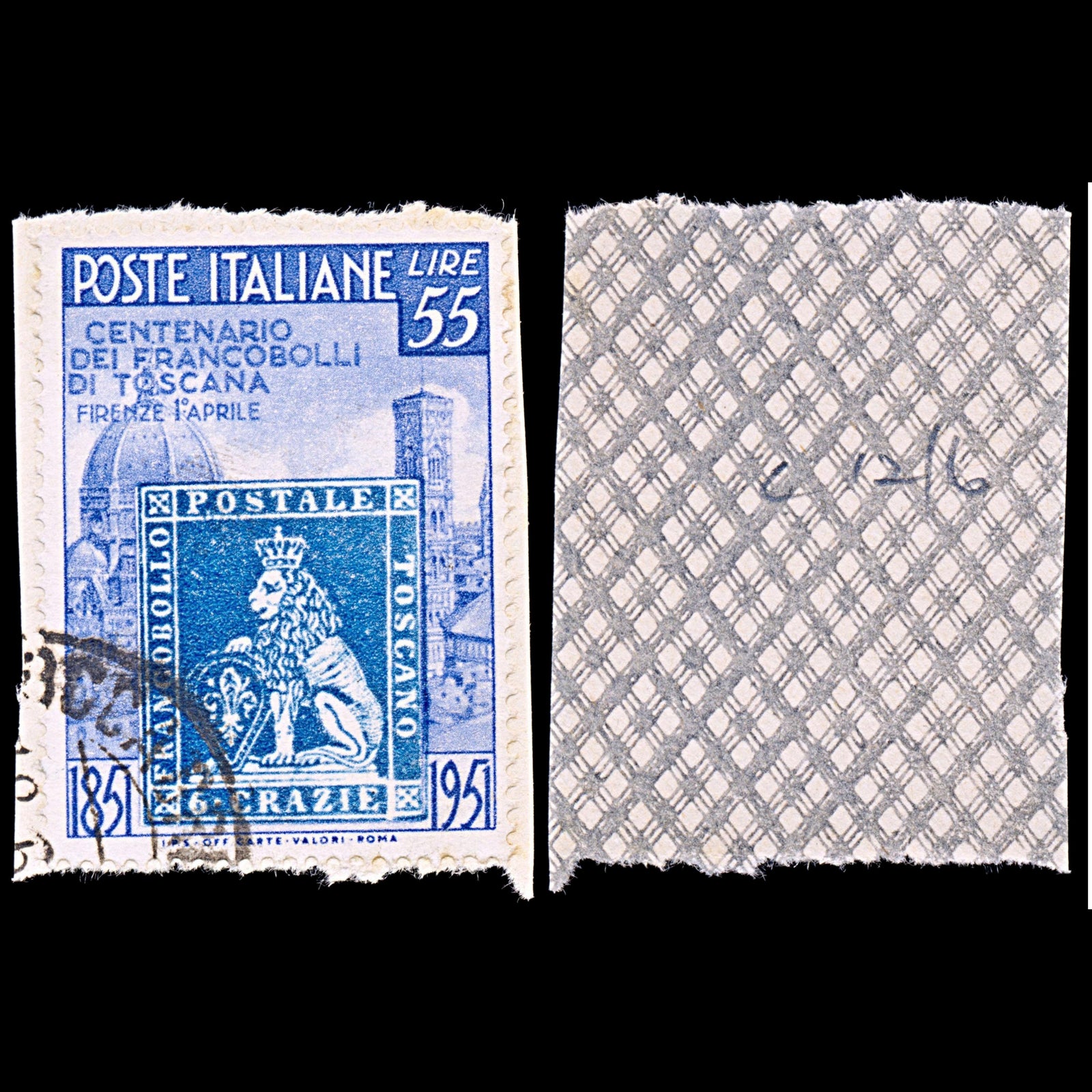 6489 Italy SG780 55L Blue & Ultramarine 1951. Sc#569 Mi827 Used. C£60