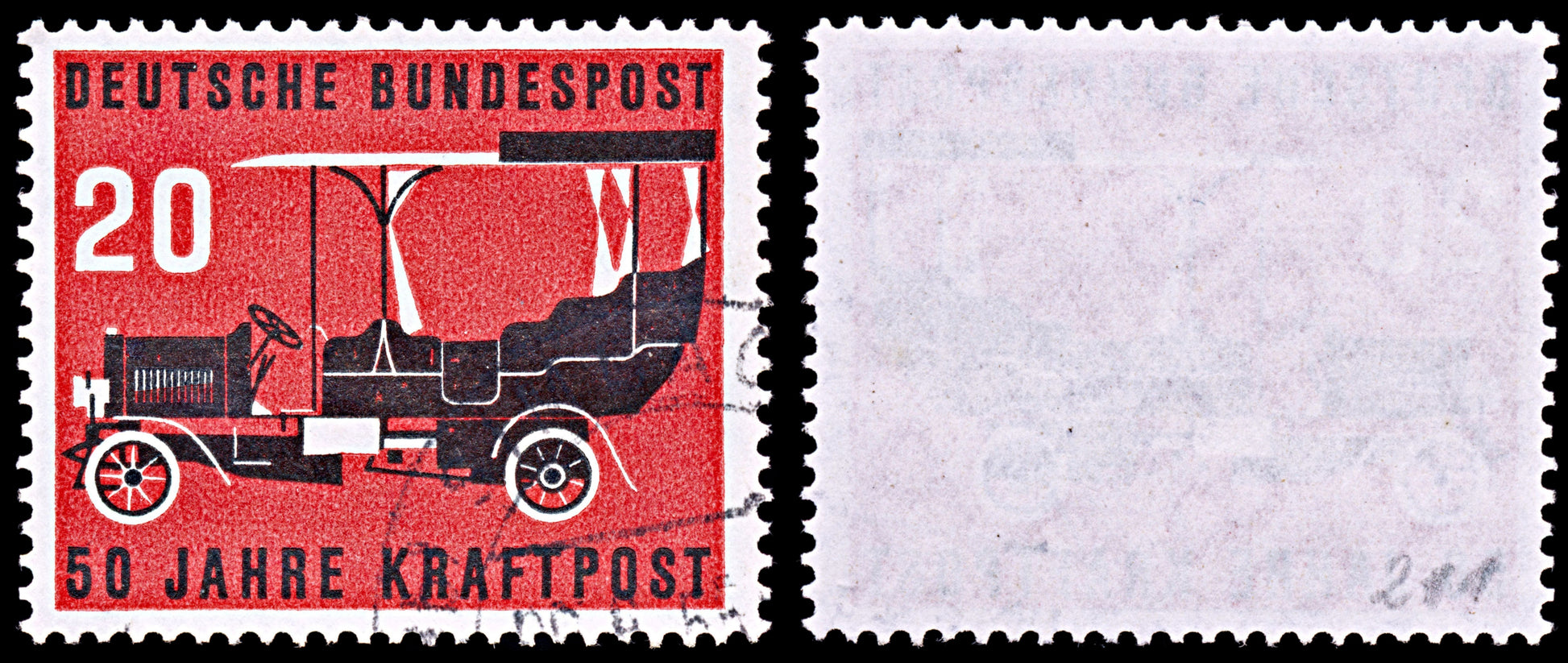 6490 Germany SG1137 20Pf. Black & Scarlet 1955. Sc#728 Mi211 Used. C£7