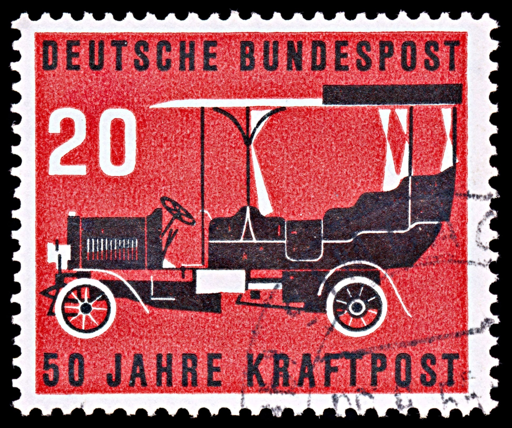 6490 Germany SG1137 20Pf. Black & Scarlet 1955. Sc#728 Mi211 Used. C£7