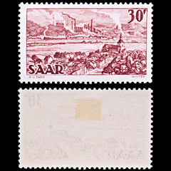 6492 Germany, Saarland SG277 30F Brown Carmine 1951. Sc#217 Mi285 Mint MH. C£28, view 2