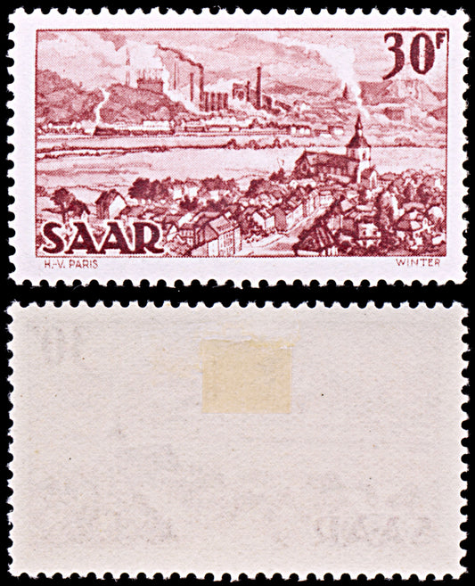 6492 Germany, Saarland SG277 30F Brown Carmine 1951. Sc#217 Mi285 Mint MH. C£28