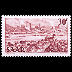 6492 Germany, Saarland SG277 30F Brown Carmine 1951. Sc#217 Mi285 Mint MH. C£28, view 3
