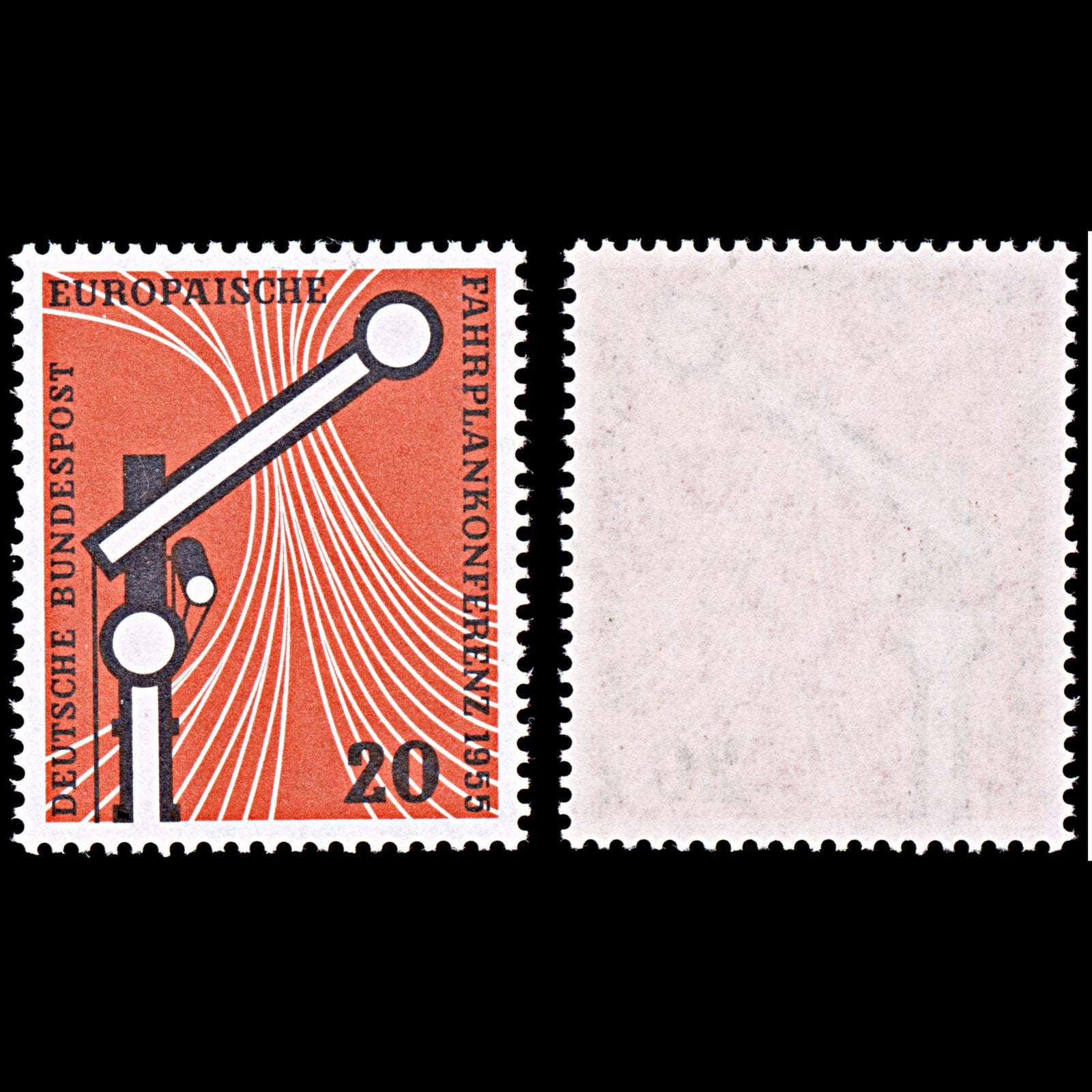 6512 Germany SG1145 20Pf. Black & Vermilion 1955. Sc#734 Mi219 Mint MNH. C£13