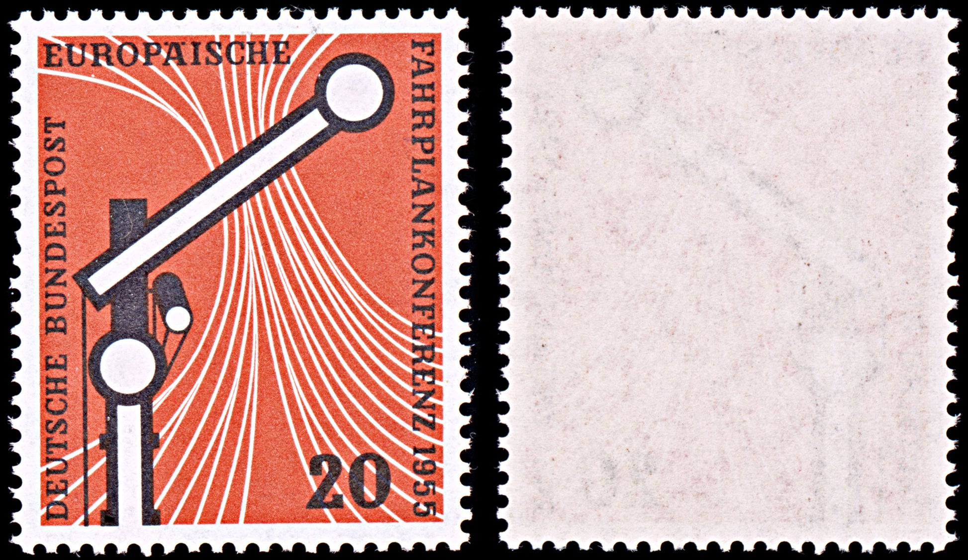 6512 Germany SG1145 20Pf. Black & Vermilion 1955. Sc#734 Mi219 Mint MNH. C£13