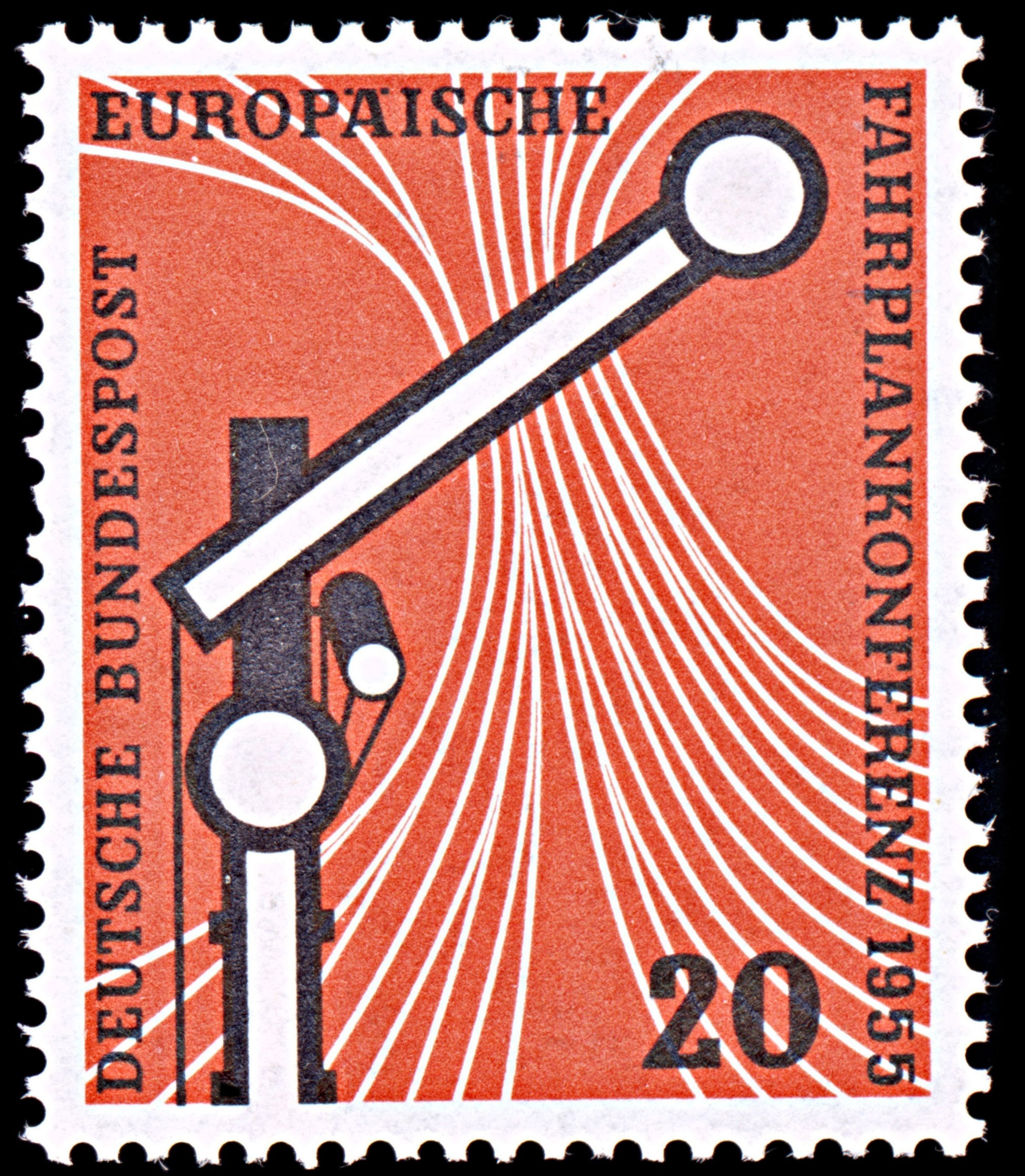 6512 Germany SG1145 20Pf. Black & Vermilion 1955. Sc#734 Mi219 Mint MNH. C£13