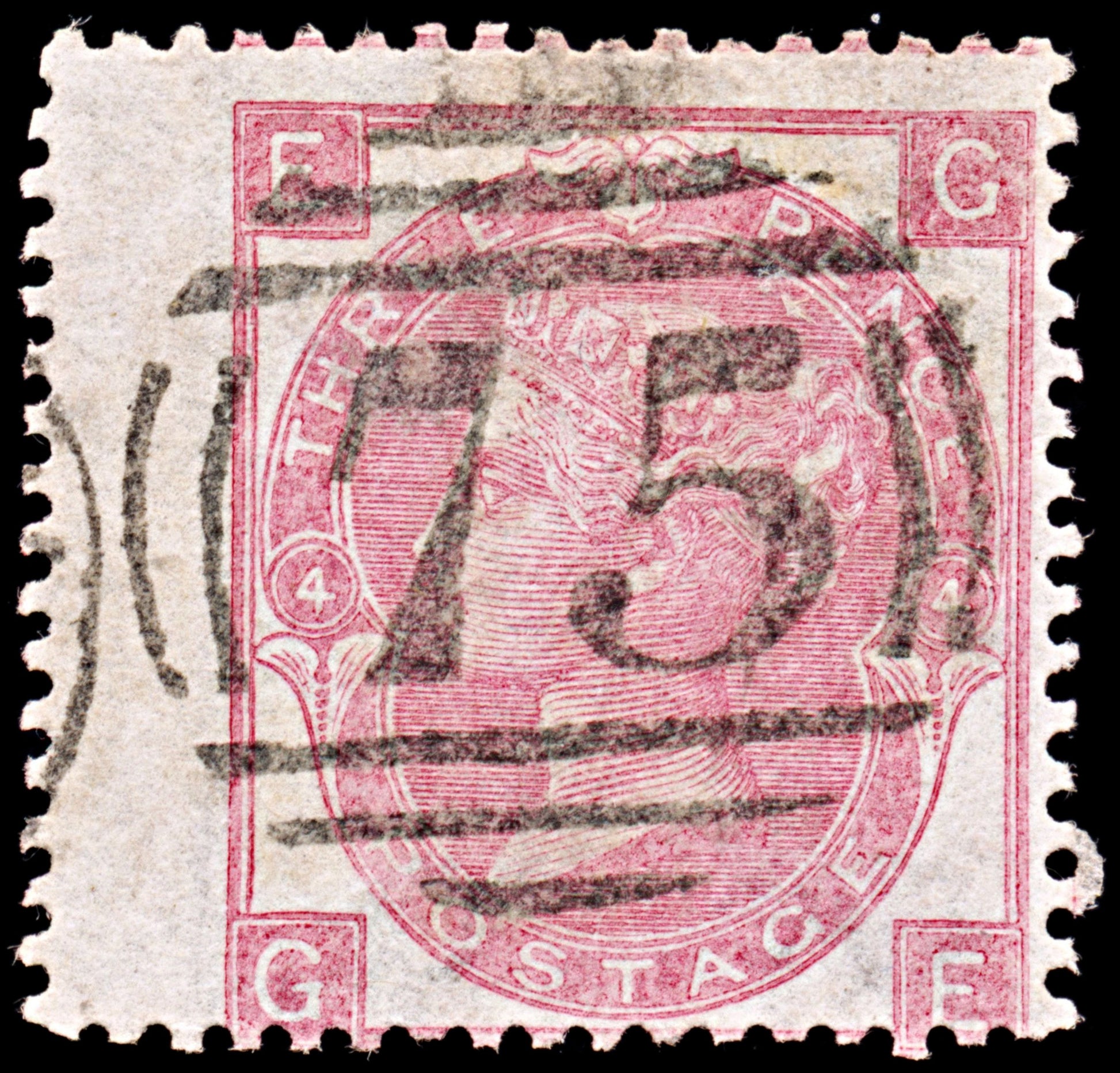 6537 GB SG92 3D Rose 1865. Sc#44 Mi23 Used. C£250