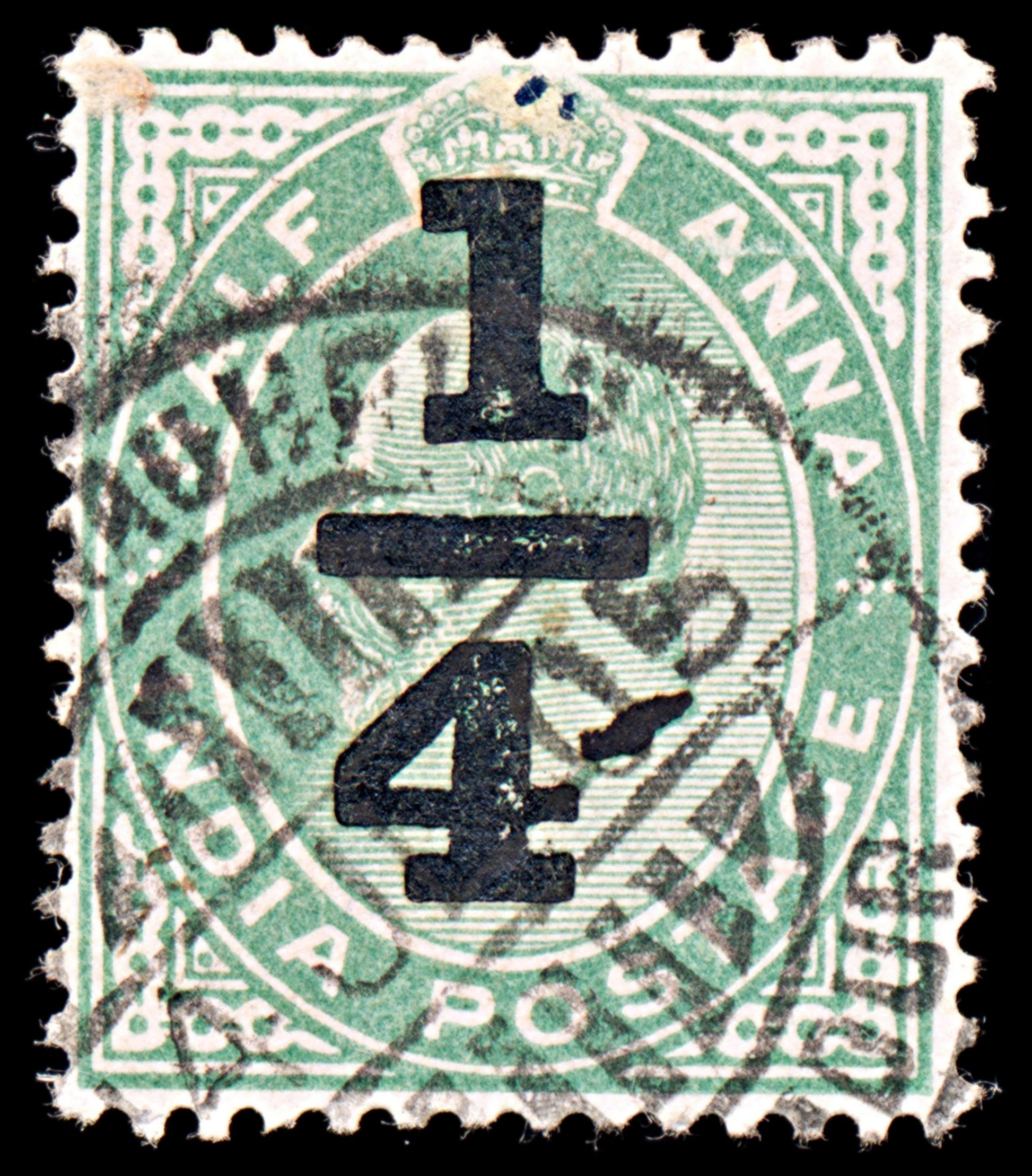 6571 India SG148 ¼A Green 1905. Sc#77 Mi69 Used