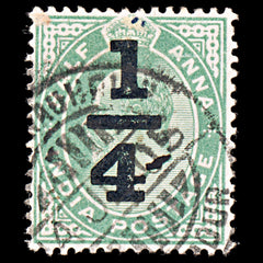 6571 India SG148 ¼A Green 1905. Sc#77 Mi69 Used, view 3