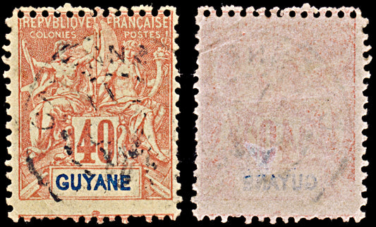 6575 French Guiana SG47 40C Blue & Red 1892. Sc#45 Mi38 Used. C£15