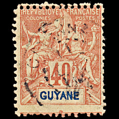 6575 French Guiana SG47 40C Blue & Red 1892. Sc#45 Mi38 Used. C£15, view 3