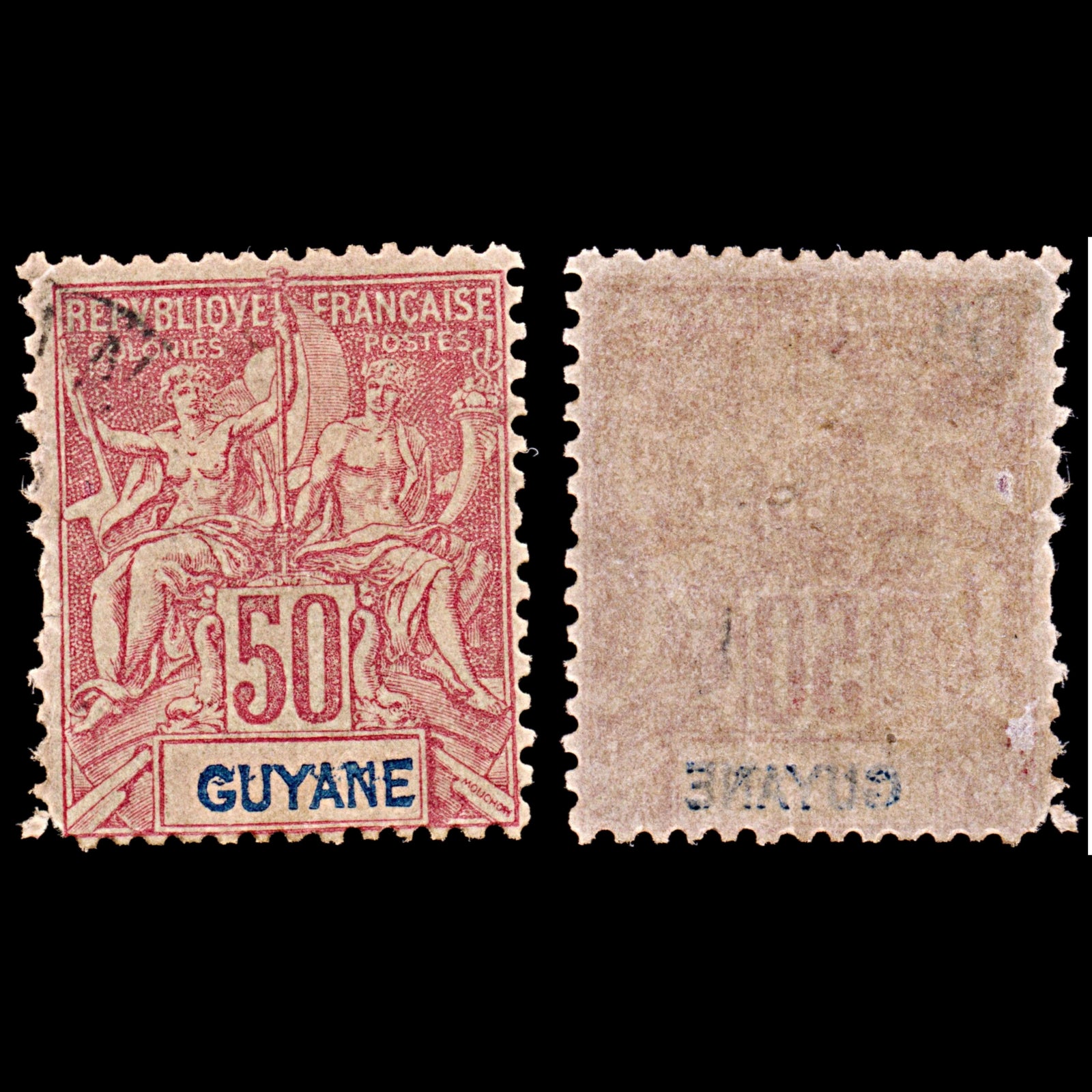 6576 French Guiana SG48 50C Blue & Carmine 1892. Sc#46 Mi39 Mint MNH. C£15