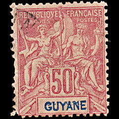6576 French Guiana SG48 50C Blue & Carmine 1892. Sc#46 Mi39 Mint MNH. C£15, view 3