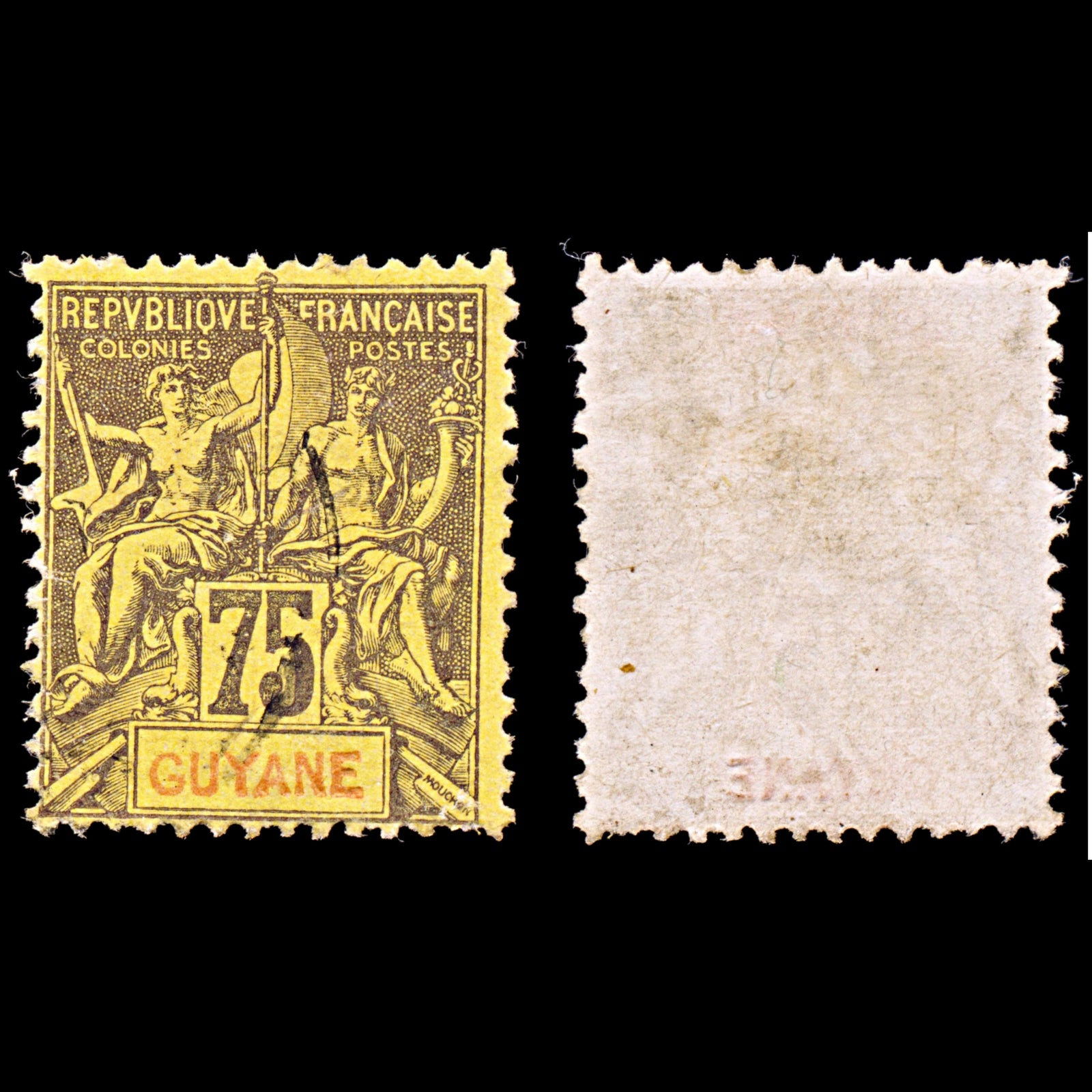 6577 French Guiana SG49 75C Carmine & Deep Violet 1892. Sc#48 Mi40 Used. C£50