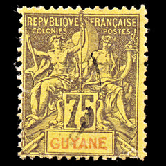 6577 French Guiana SG49 75C Carmine & Deep Violet 1892. Sc#48 Mi40 Used. C£50, view 3