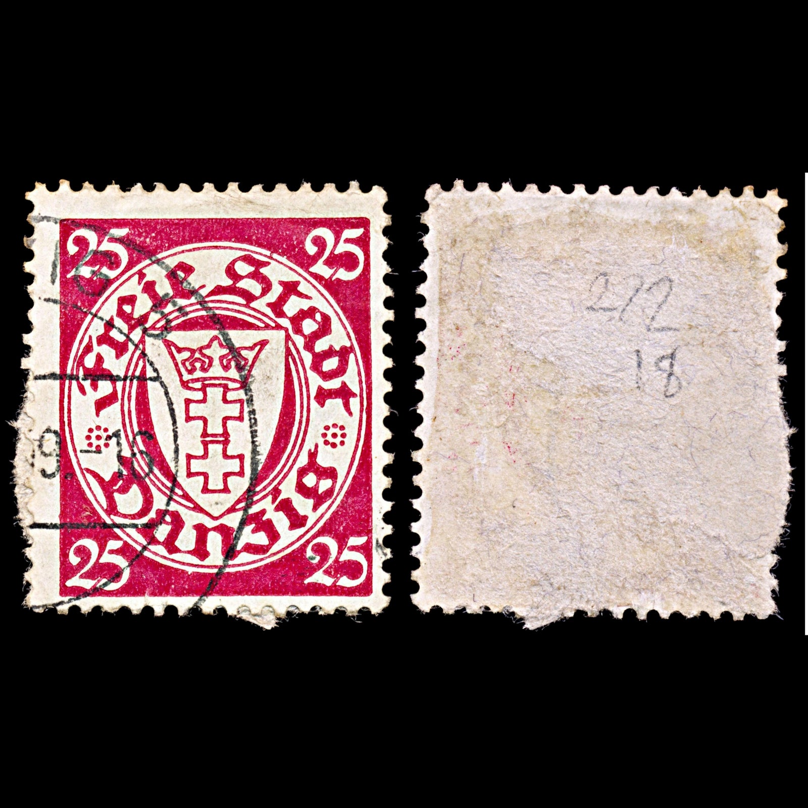 6588 Danzig SG272 25pf Carmine Red 1938. Sc#230 Mi294x Used. C£18
