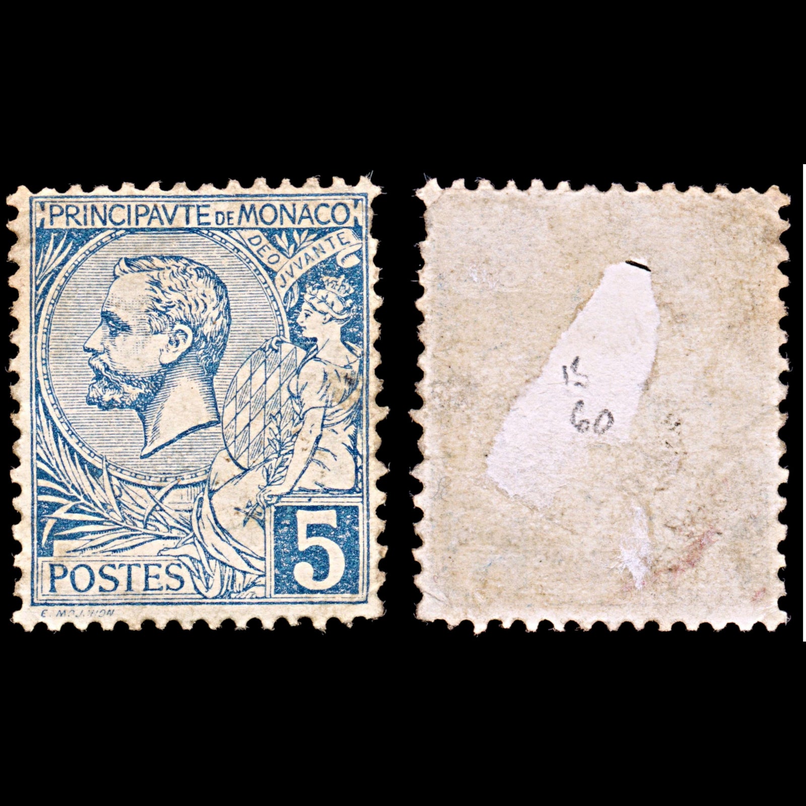 6590 Monaco SG13a 5C Blue 1891. Sc#13 Mi13 Mint MH. C£60
