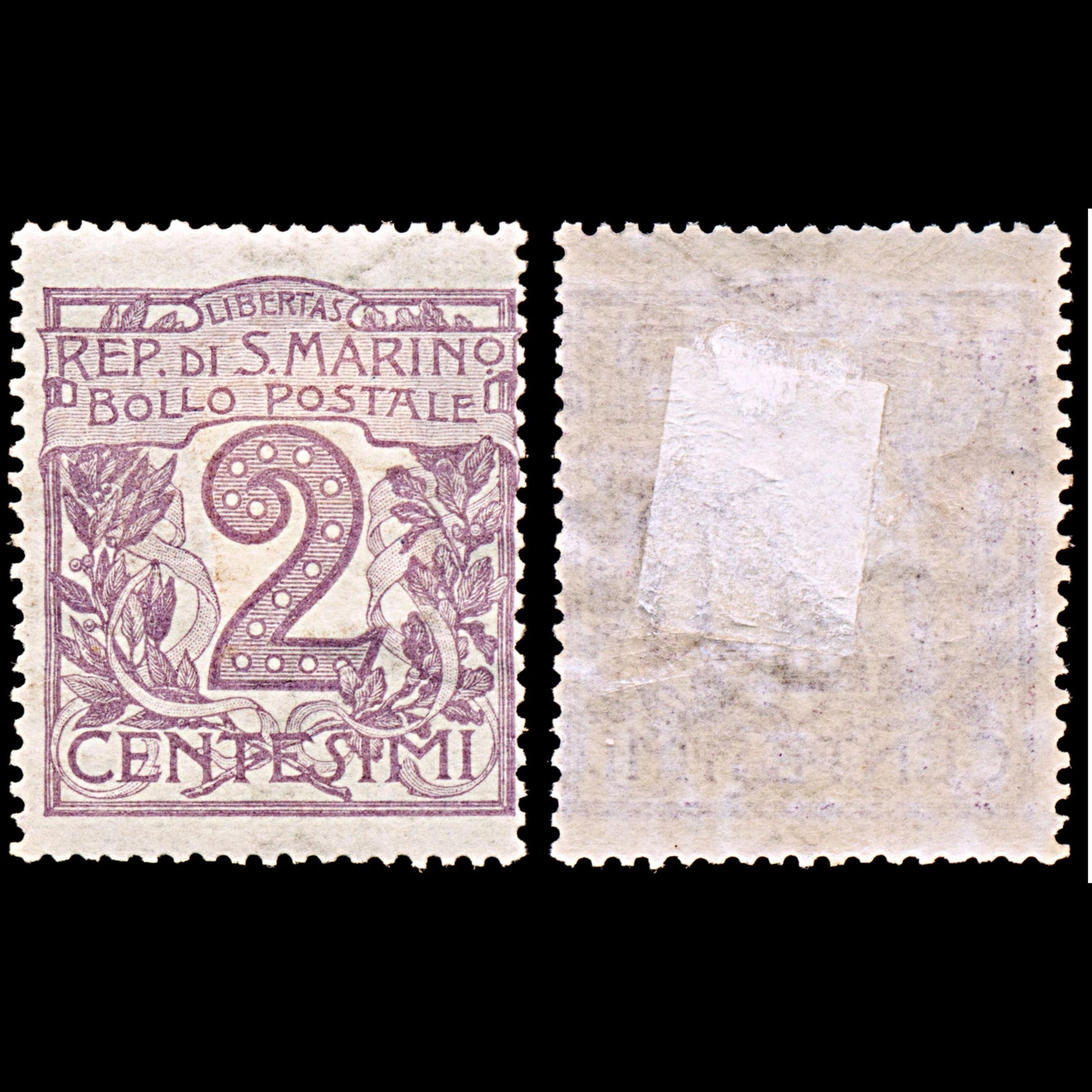 6598 San Marino SG40 2c Violet 1903. Sc#40 Mi34 Mint MH. C£15