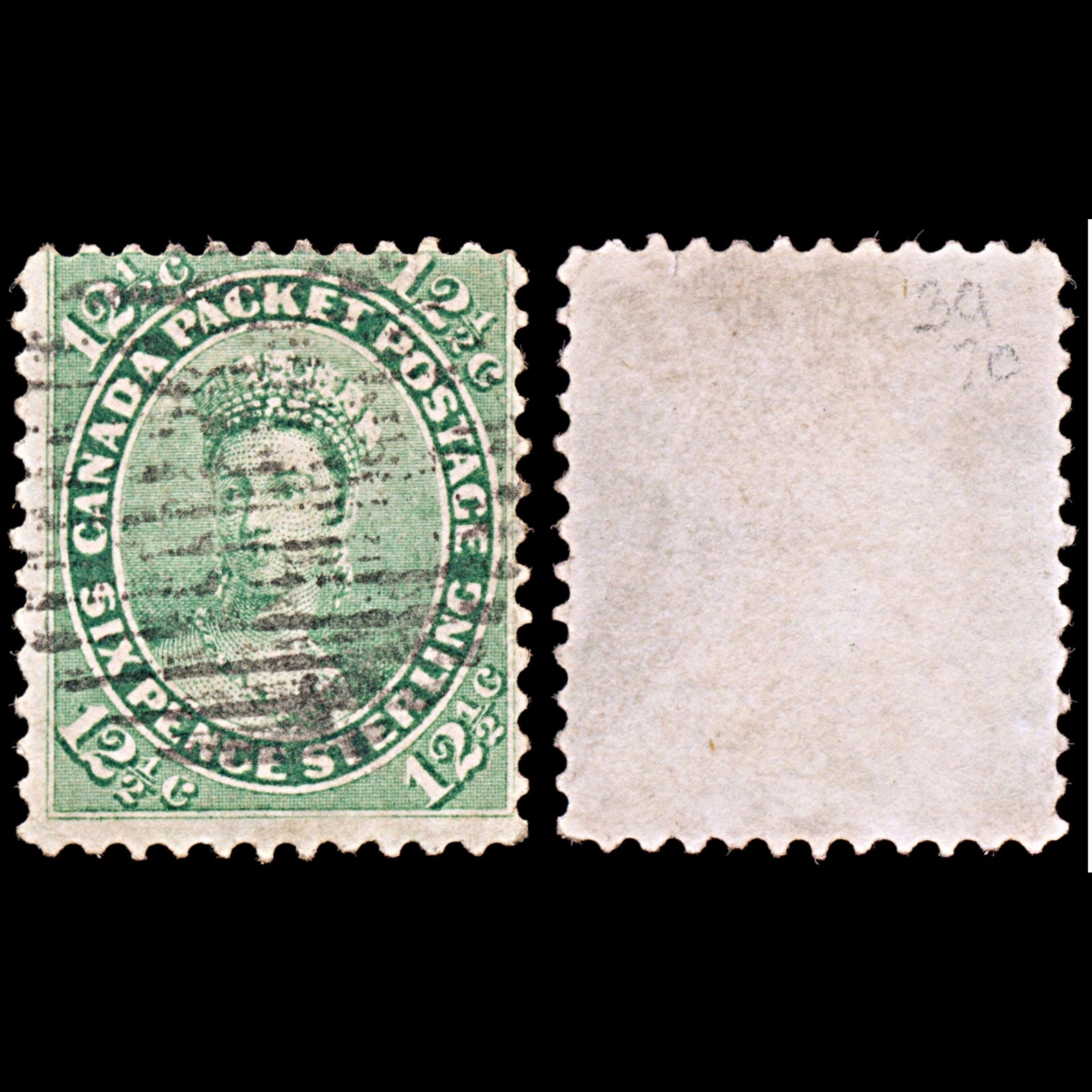 6608 Canada SG39 12½C Yellow Green 1859. Sc#18 Mi[michelqc] Used. C£70