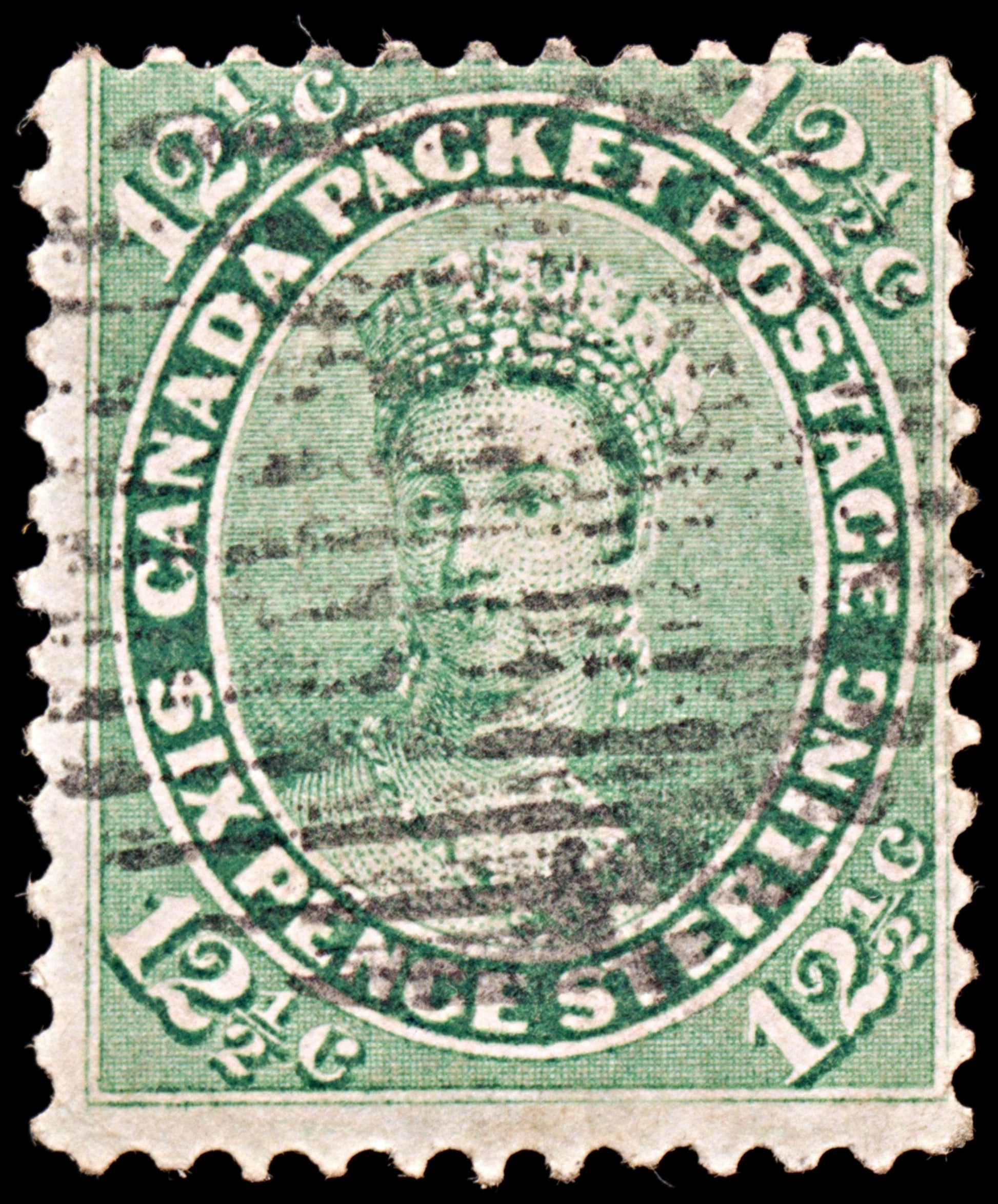 6608 Canada SG39 12½C Yellow Green 1859. Sc#18 Mi[michelqc] Used. C£70