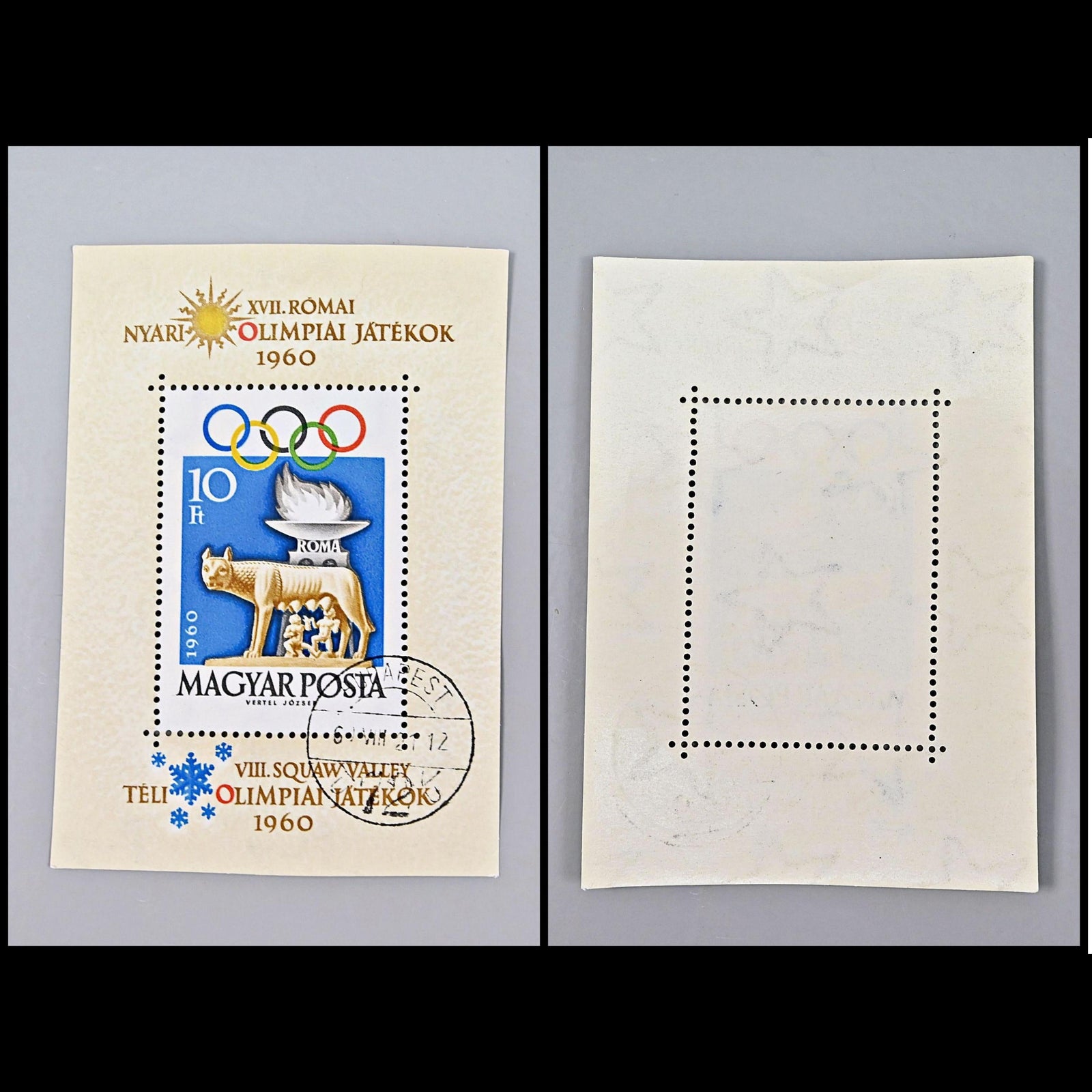 6641 Hungary SGMS1693a 10fo Olympics Minisheet 1960. Sc#1336 MiBL30A Used. C£30