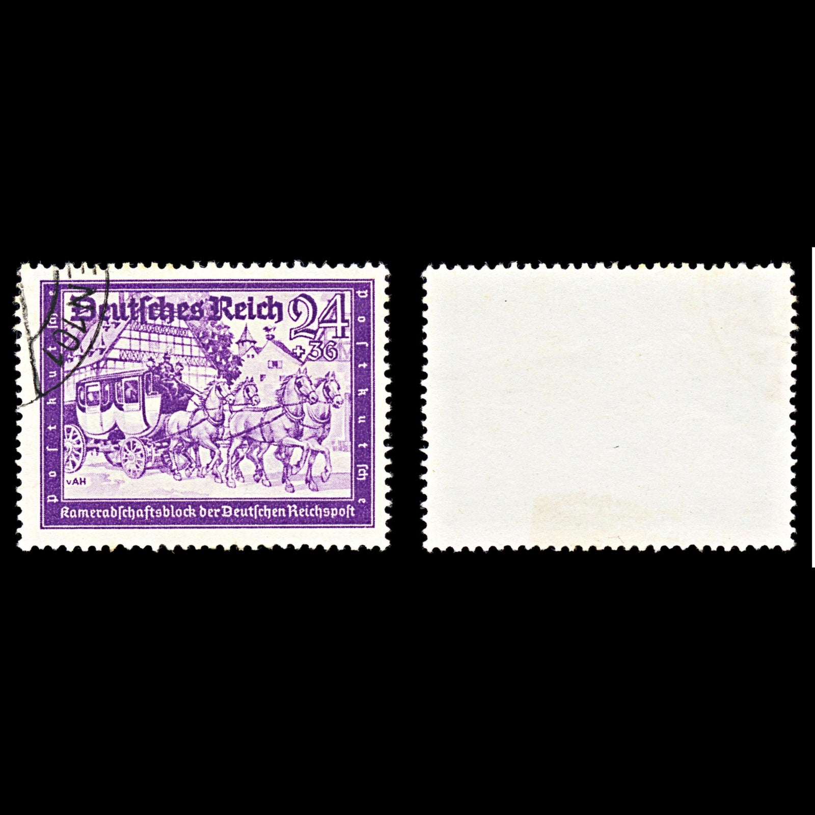 6758 Germany SG766 24+36 Black Purple Violet 1941. Sc#B158A Mi 778 Used. C£18