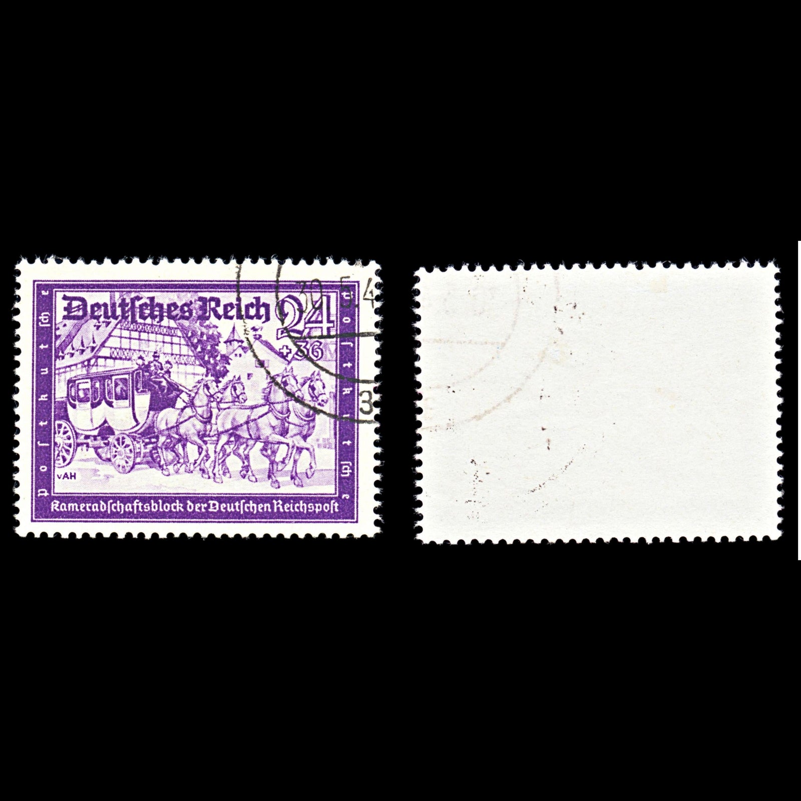 6759 Germany SG766 24+36 Black Purple Violet 1941. Sc#B158A Mi 778 Used. C£18