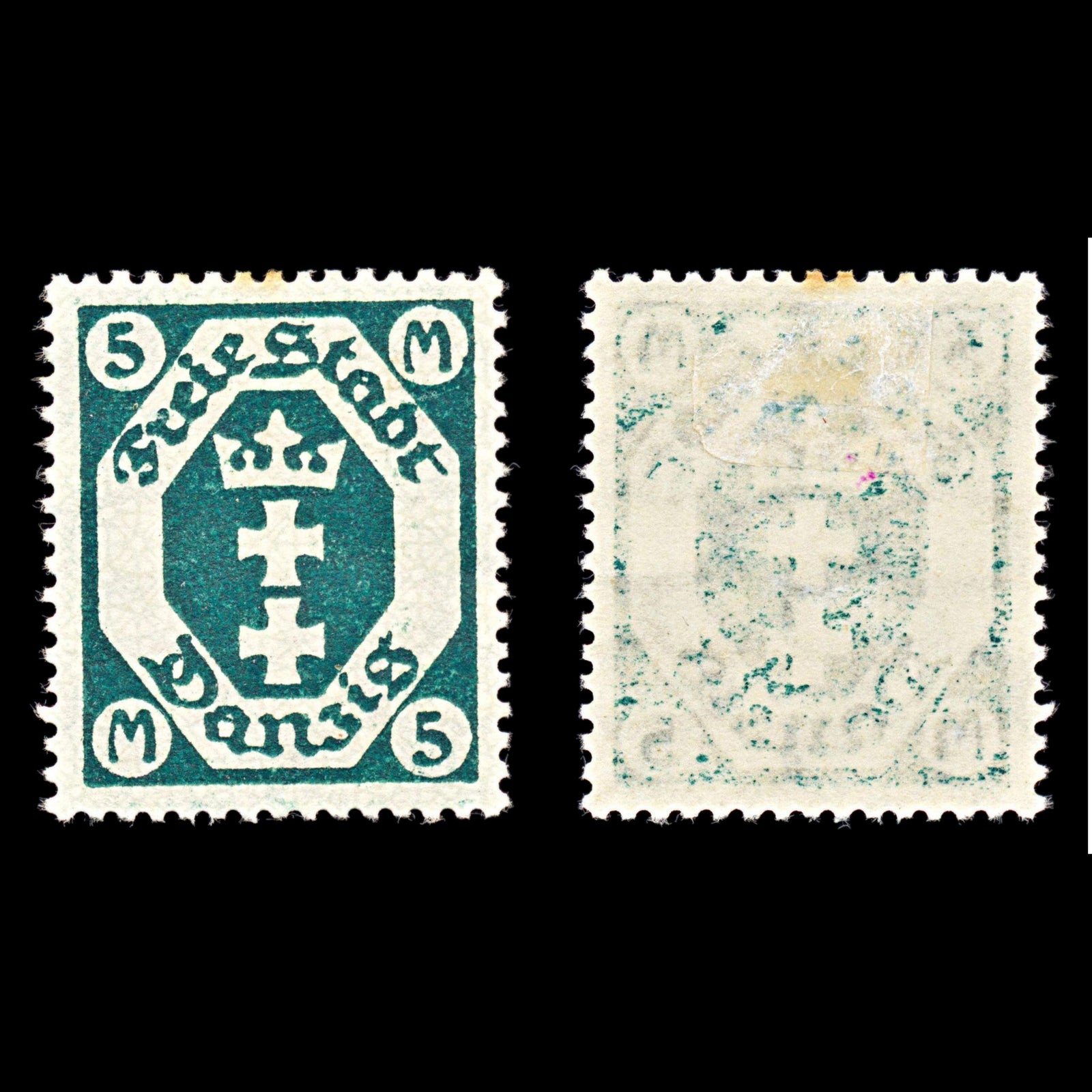 6777 Danzig SG86a 5 Opal Green 1922. Mi 108Y Mint MH. C£38