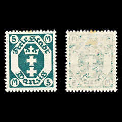 6777 Danzig SG86a 5 Opal Green 1922. Mi 108Y Mint MH. C£38, view 2