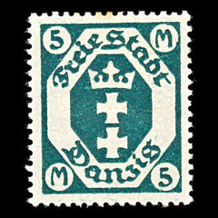 6777 Danzig SG86a 5 Opal Green 1922. Mi 108Y Mint MH. C£38, view 3