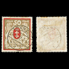 6778 Danzig SG94 50 Gold & Lilac Red 1922. Sc#94 Mi 100Xb Used. C£180, view 2