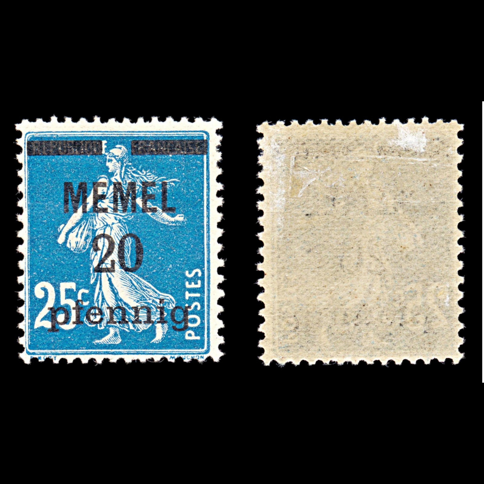 6783 Memel SG3 20 Prussian Blue 1920. Sc#20 Mi 20b Mint MH. C£44