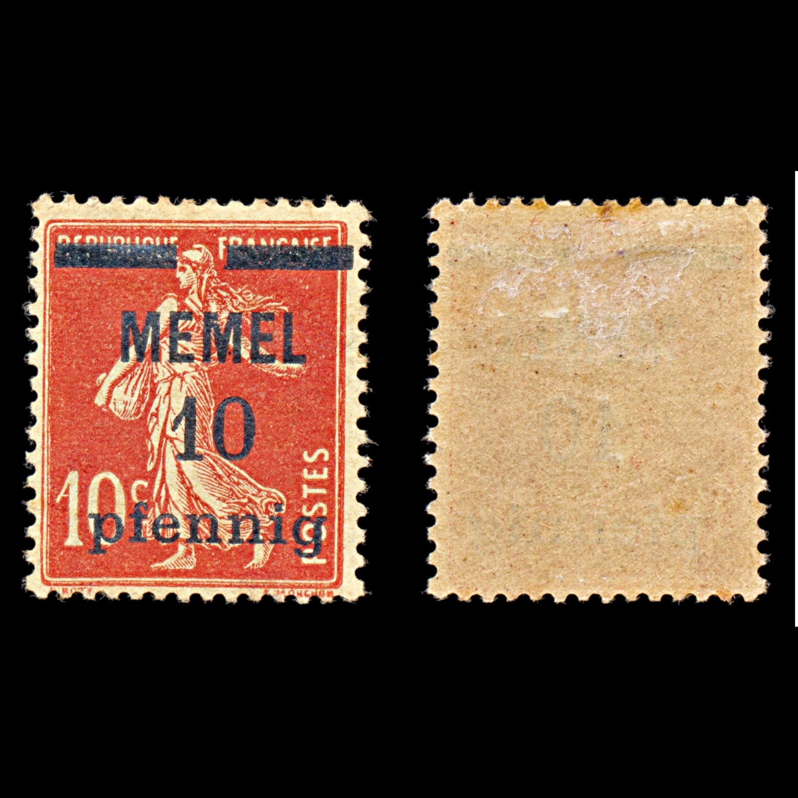 6785 Memel SG17 10 Orange Red 1920. Mi 19x Mint MH. C£23