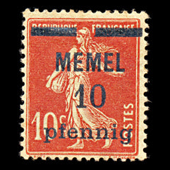 6785 Memel SG17 10 Orange Red 1920. Mi 19x Mint MH. C£23, view 3