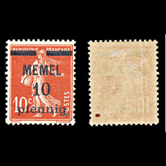 6786 Memel SG17 10 Orange Red 1920. Mi 19x Mint MH. C£23, view 1