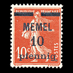 6786 Memel SG17 10 Orange Red 1920. Mi 19x Mint MH. C£23, view 3