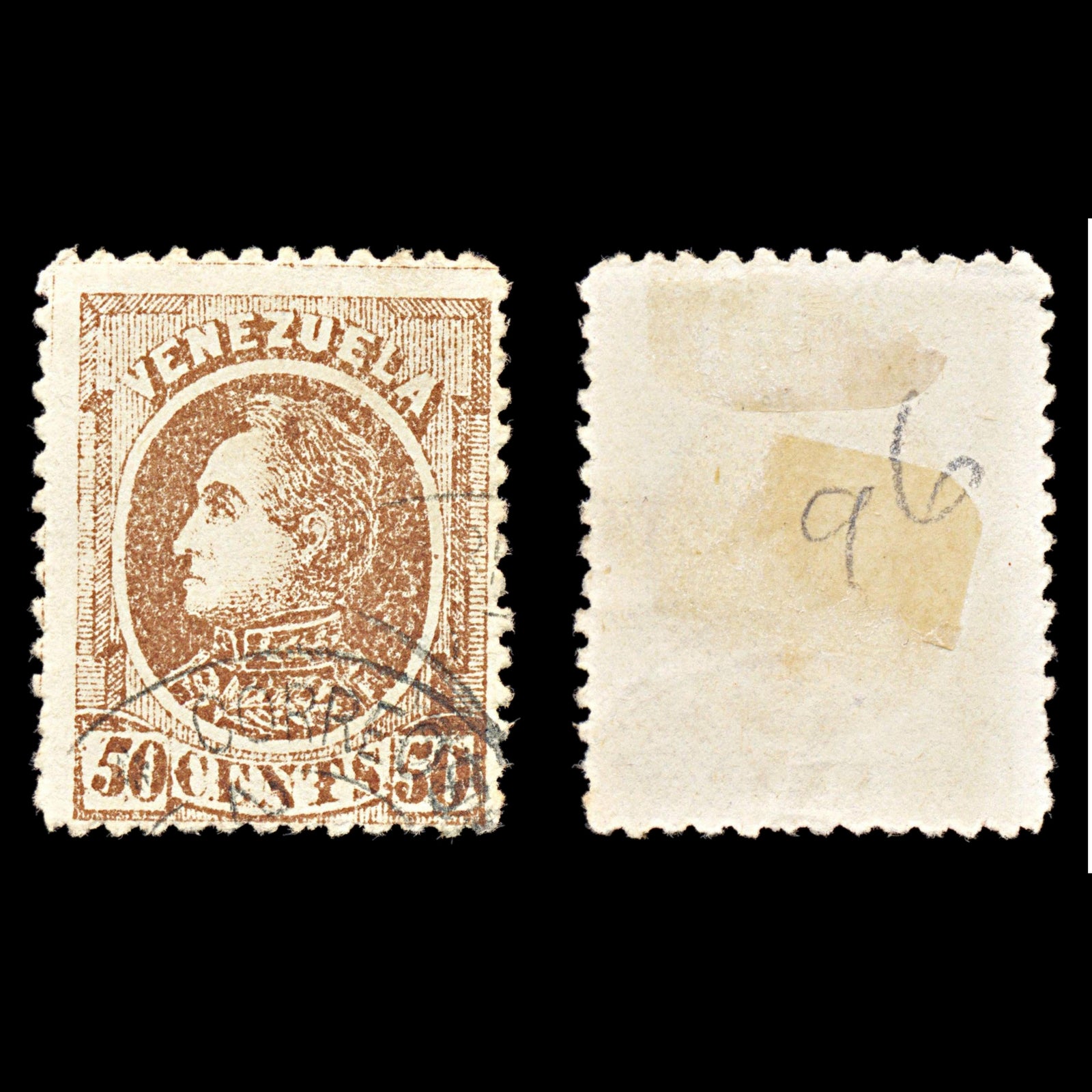 6792 Venezuela SG105 50C Dark Brown 1880. Sc#72 Mi 26x Used. C£55