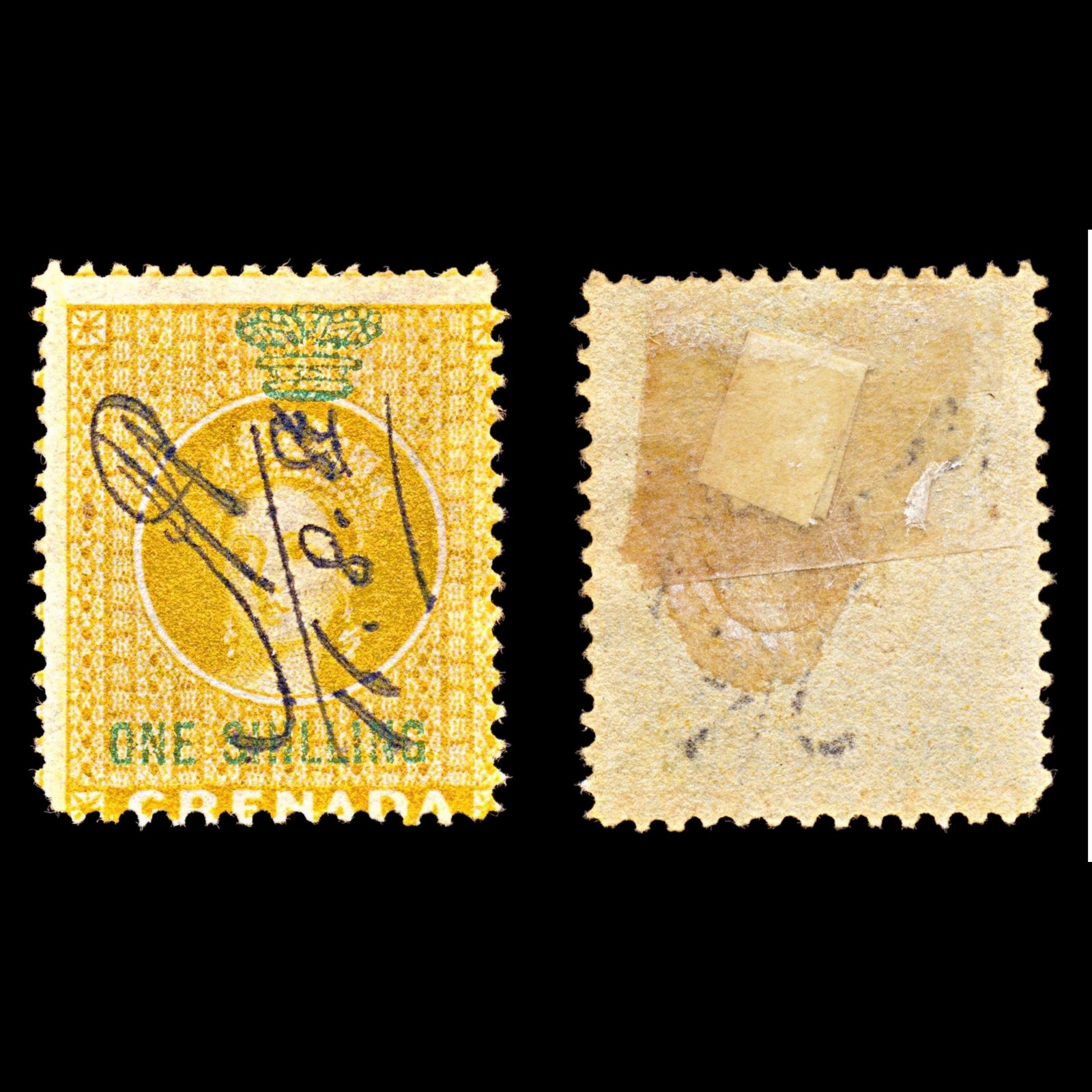 6856 Grenada 1S Green & Orange 1875. Used