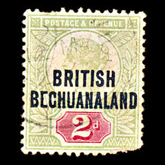 6860 Bechuanaland SG34 2D. Missing bar of "E" 1891. Sc#34 Mi 41 Used, view 3