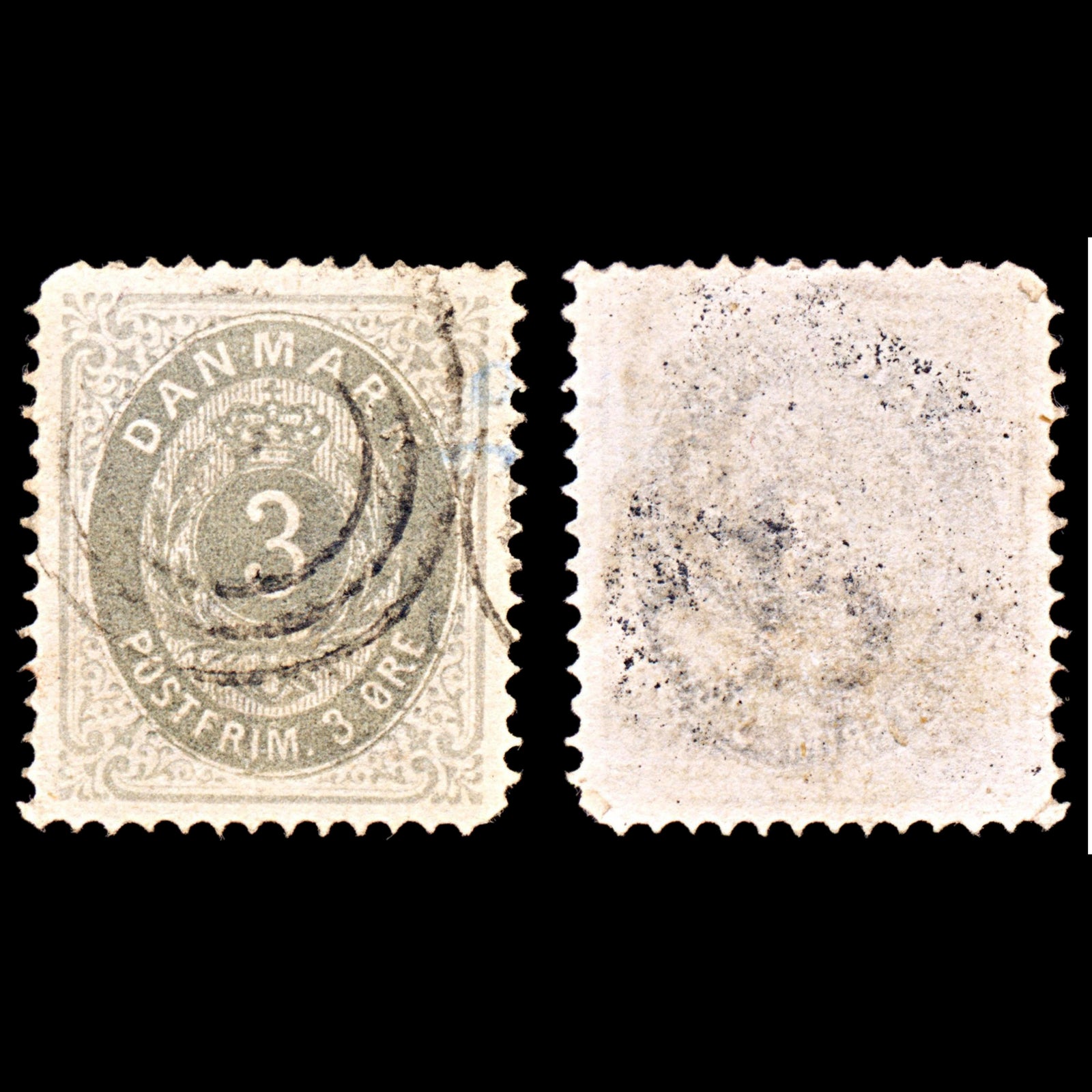 6899 Denmark SG50b 3 Ore Grey & Light Blue 1875. Sc#25c Mi 22IIYAb Used. C£65