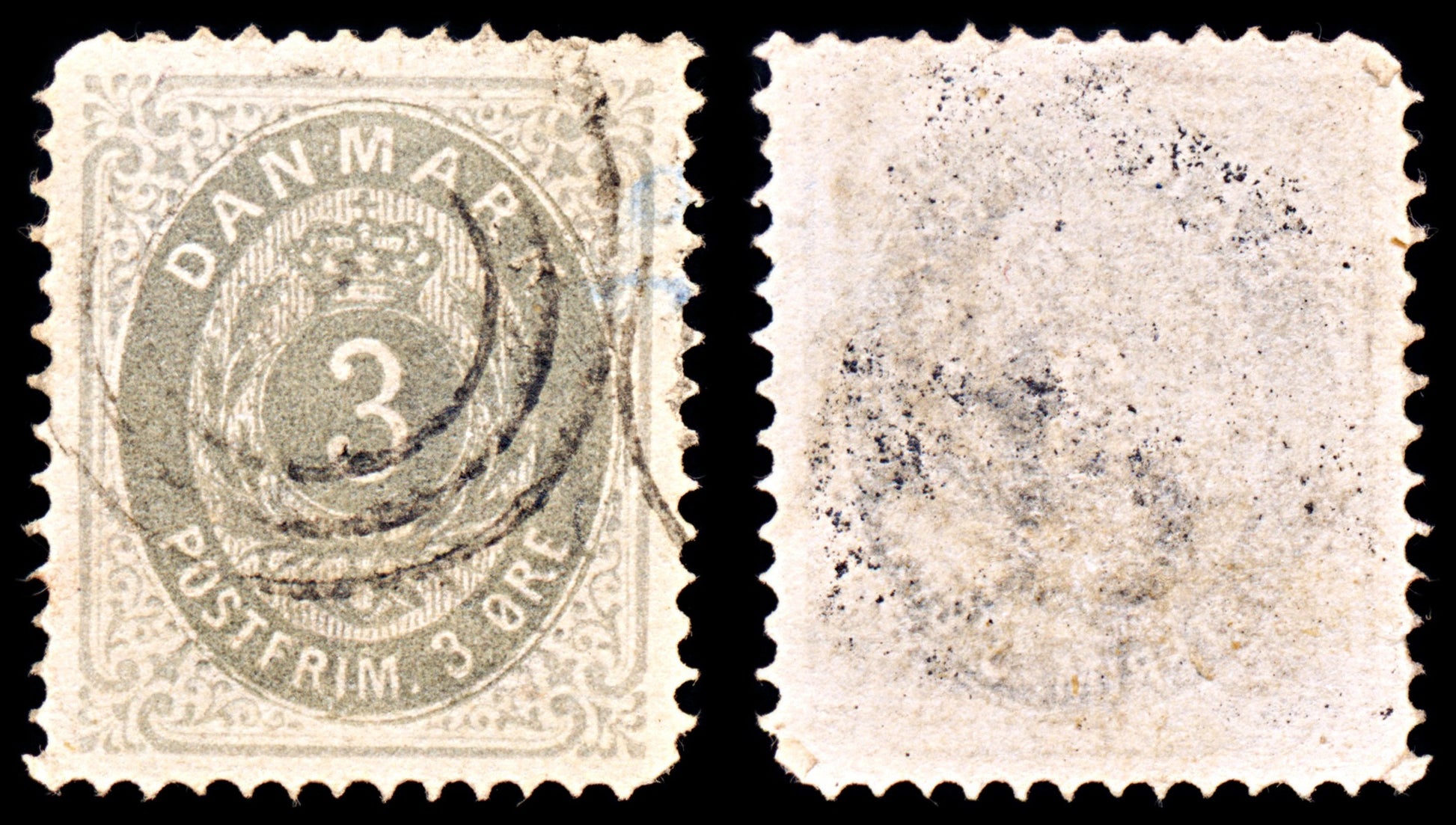 6899 Denmark SG50b 3 Ore Grey & Light Blue 1875. Sc#25c Mi 22IIYAb Used. C£65