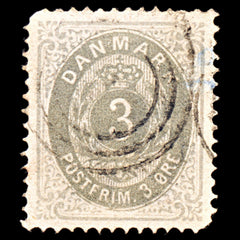 6899 Denmark SG50b 3 Ore Grey & Light Blue 1875. Sc#25c Mi 22IIYAb Used. C£65, view 3