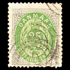 6900 Denmark SG73 25 Ore Green & Grey 1875. Sc#32 Mi 29IYA Used. C£37, view 3